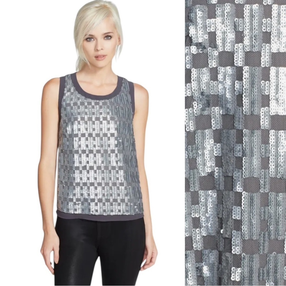 NWT Astr Sequin Pattern Tank Top Gray Size M